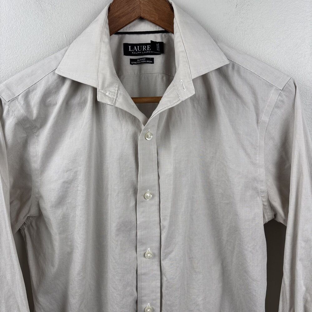 Ralph Lauren Dress shirt Mens 14 1/2 - 32/33 Beige Slim Fit Stretch Long Sleeve